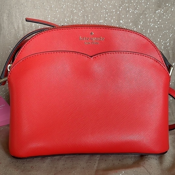 Brand New Kate Spade Genuine Saffiano Leather Zippered Dome Crossbody Purse - Picture 2 of 16